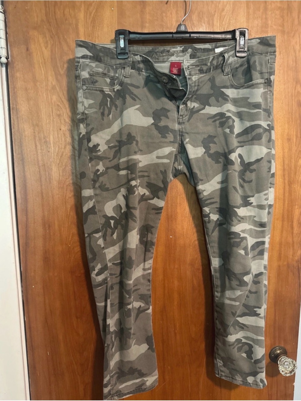 Arizona Jean Company Women's Straight Leg Camo Pants - Green/Gray